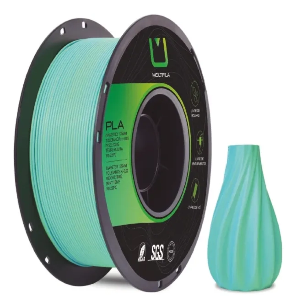 FILAMENTO PLA CRISTAL RAINBOW AZUL E VERDE