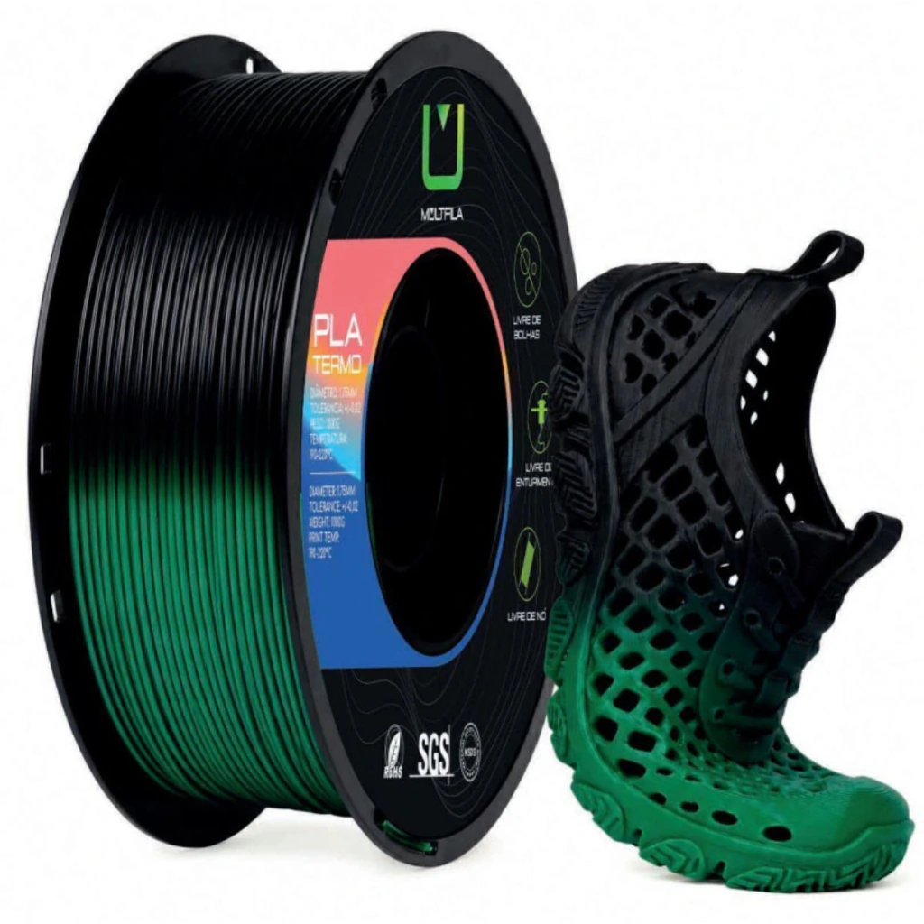 FILAMENTO TPU TERMO PRETO E VERDE