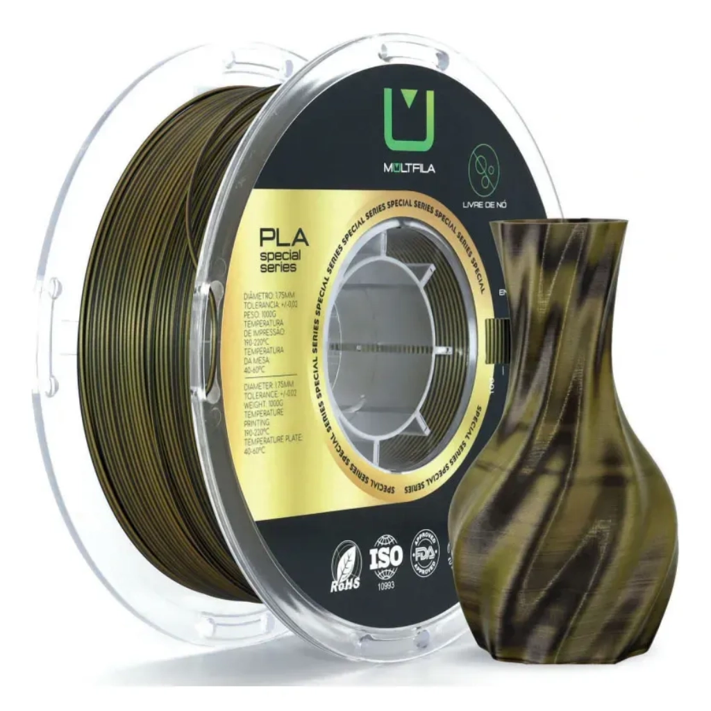 FILAMENTO PLA SATURNO DOURADO E PRETO
