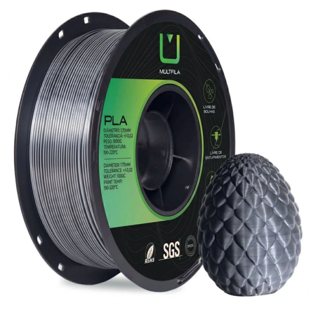 FILAMENTO PLA SILK DUAL COLOR PRETO E PRATA