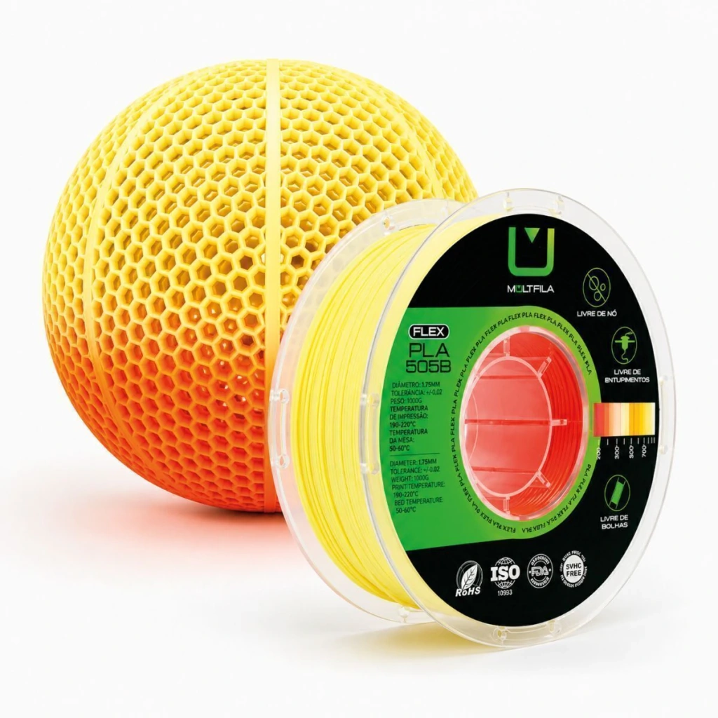 FILAMENTO FLEX PLA 505-B AMARELO LARANJA E BRANCO