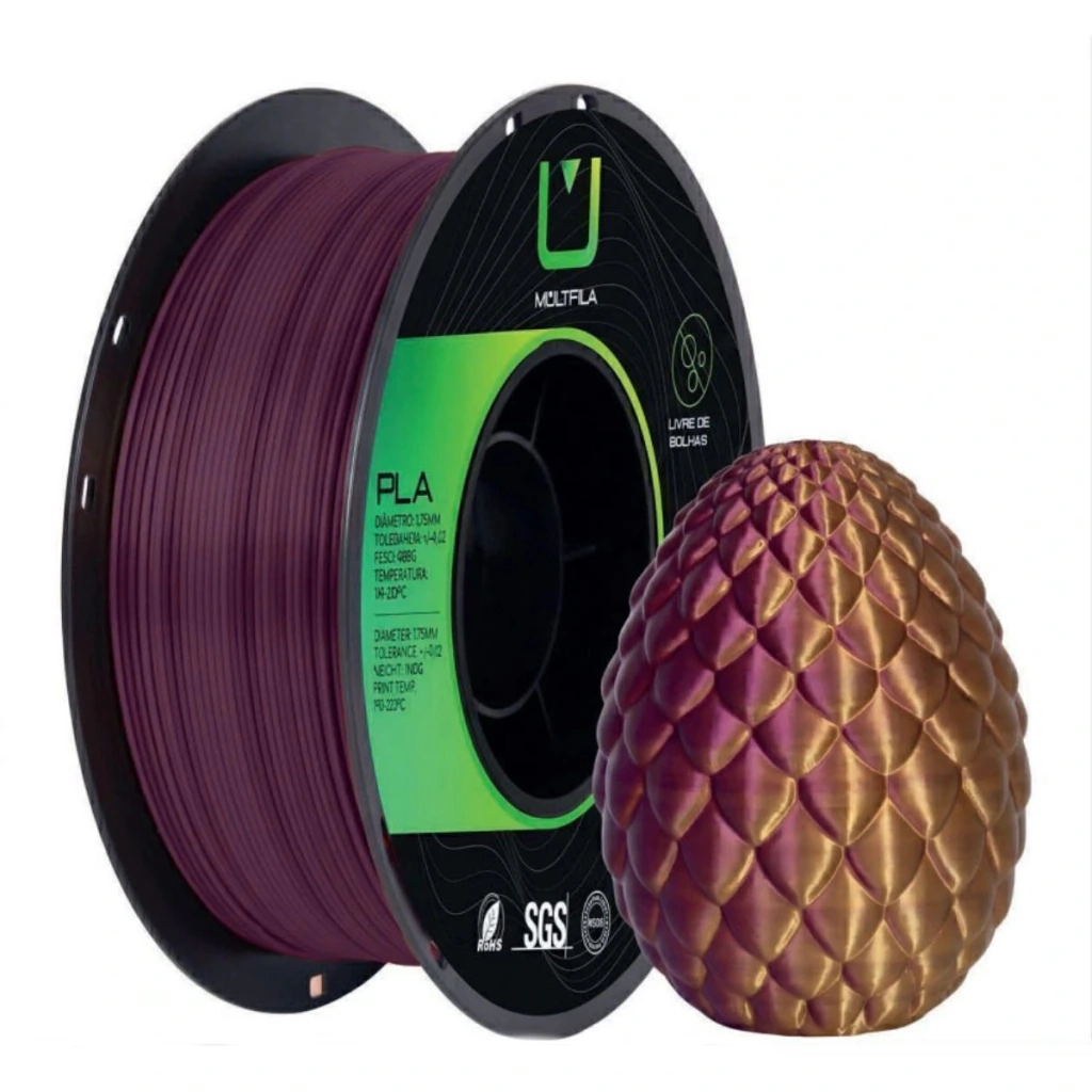 FILAMENTO PLA SILK DUAL COLOR ROXO DOURADO