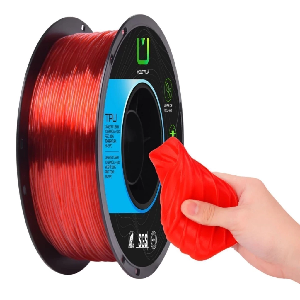FILAMENTO TPU VERMELHO TRANSPARENTE