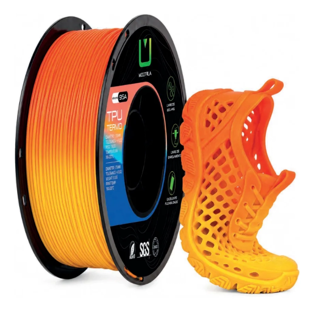 FILAMENTO TPU TERMO LARANJA E AMARELO